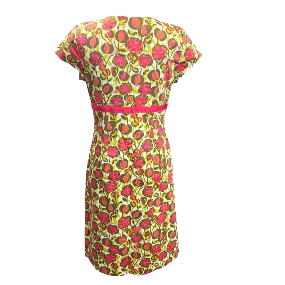 Boden Floral Sheath Dress US 8 Pink Green Cotton Scoop Neck Cap Sleeve - Picture 3 of 14